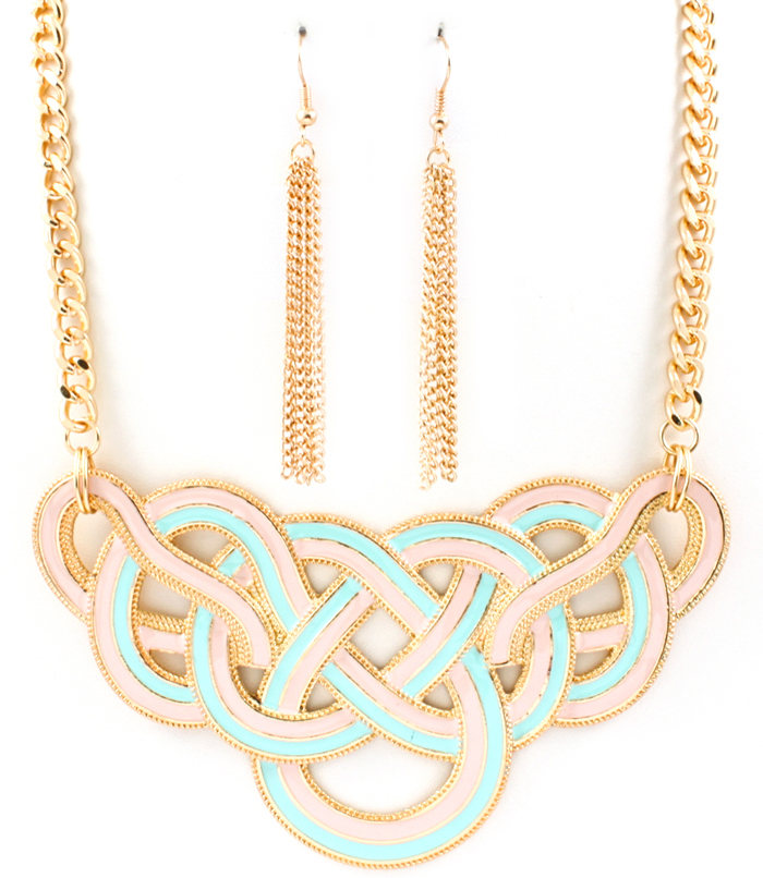 Abstract Pastel Bib Necklace and Earring Set Abstract Pastel Bib Necklace and Earring Set
