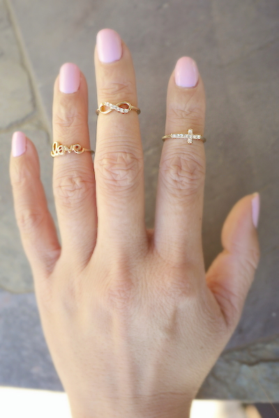 Love, Infinity, and Cross Midi Ring Set - More Colors