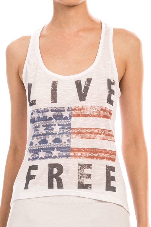 Live Free American Flag Burnout High Low Tank Top