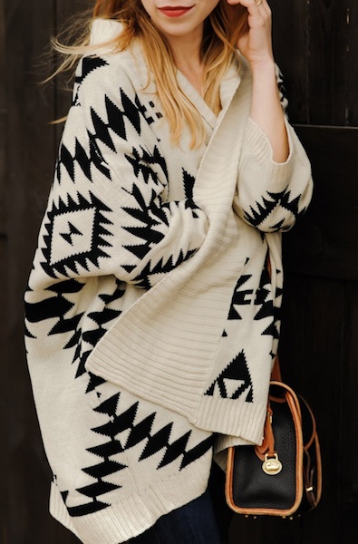 Aztec Shawl Cardigan - Ivory