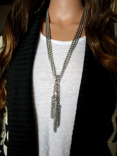 Tassel Lariat Necklace and Earring Set - More Colors
