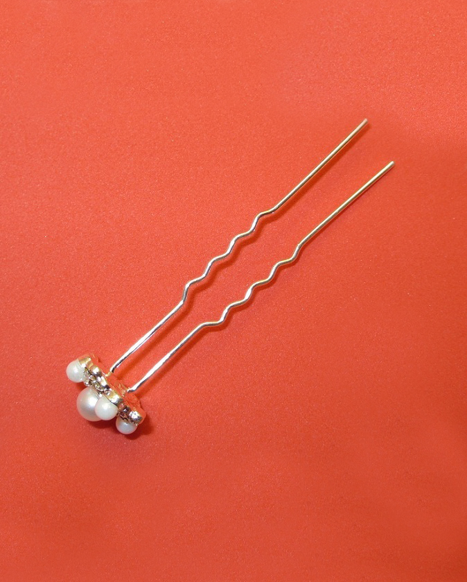 Elegant Crystal and Silver Pearl Hair Pins