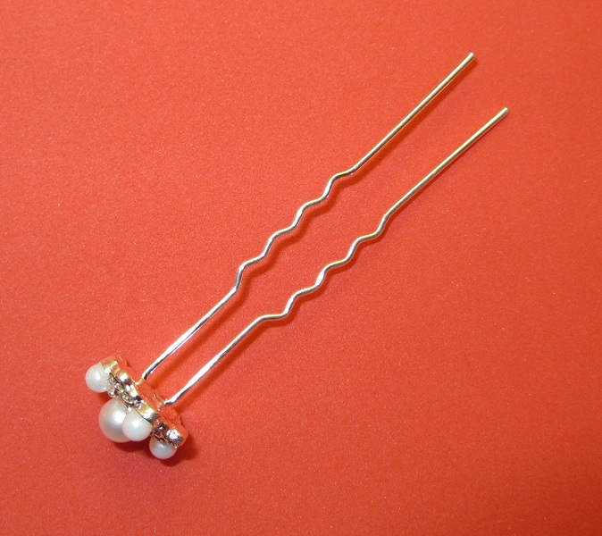 Elegant Crystal and Silver Pearl Hair Pins