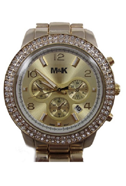 M&K Gold Date Glitz Watch - Click Image to Close