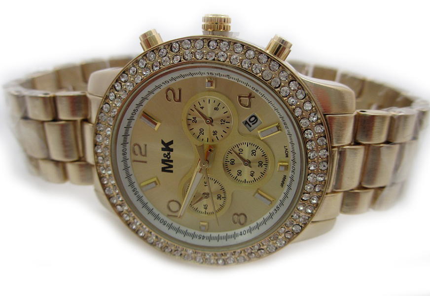 M&K Gold Date Glitz Watch - Click Image to Close