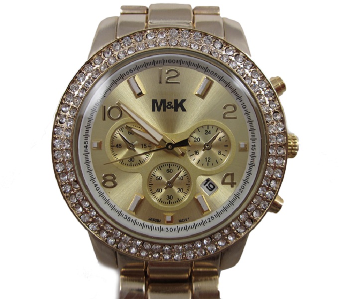 M&K Gold Date Glitz Watch - Click Image to Close