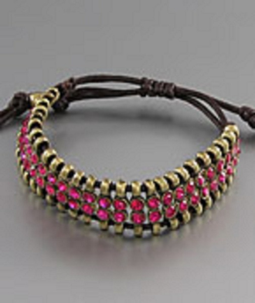 Nariva Antique Gold Adjustable Flat Style Bracelet - More Colors