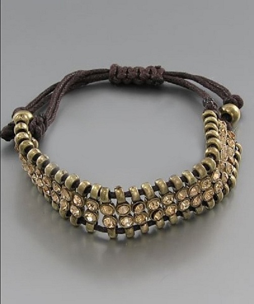 Nariva Antique Gold Adjustable Flat Style Bracelet - More Colors