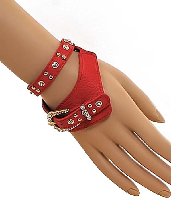 Cintura Western Buckle Leather Wrap Bracelet - More Colors - Click Image to Close