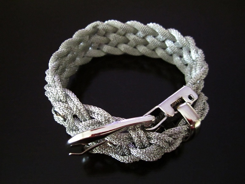 Zeta Belt Buckle Weaved Mesh Bracelet - More Colors