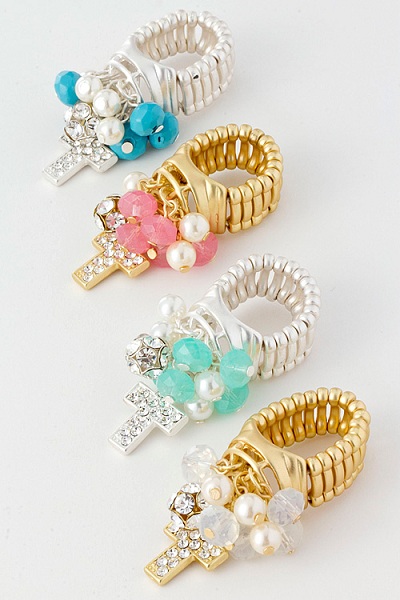 Cross Cluster Stretch Ring - More Colors - Click Image to Close