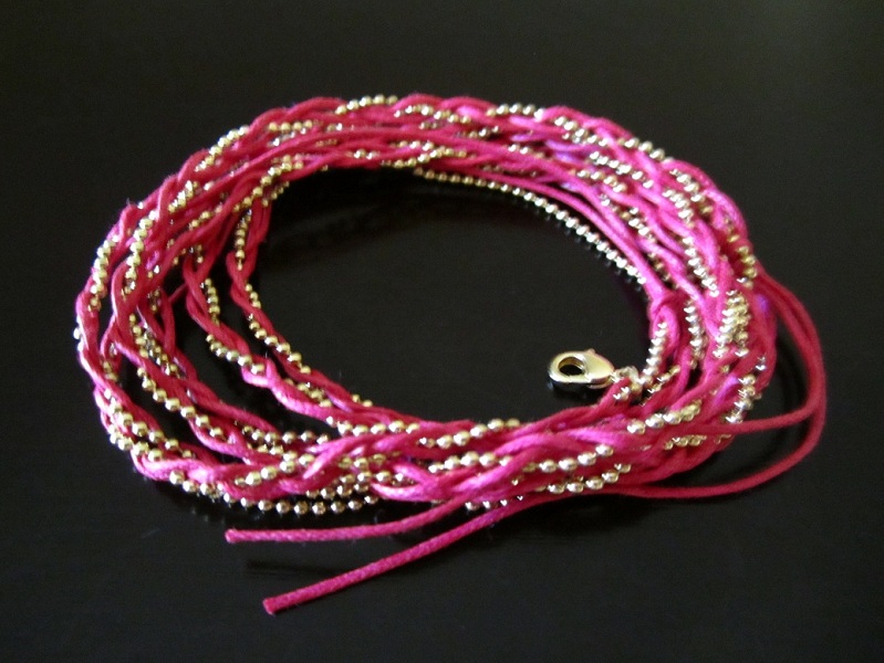 Fio String Weave Bead Chain Wrap Bracelet or Necklace
