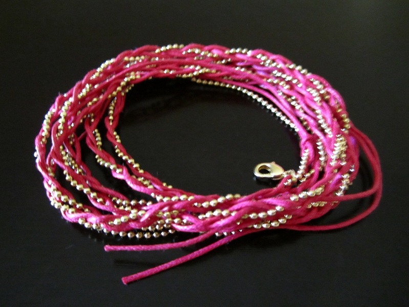 Fio String Weave Bead Chain Wrap Bracelet or Necklace