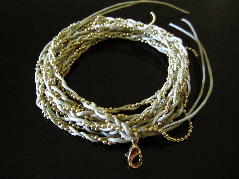 Fio String Weave Bead Chain Wrap Bracelet or Necklace - Click Image to Close