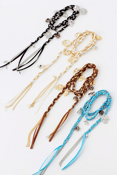 Traka Ribbon Weave Charm Bracelet or Necklace - More Colors