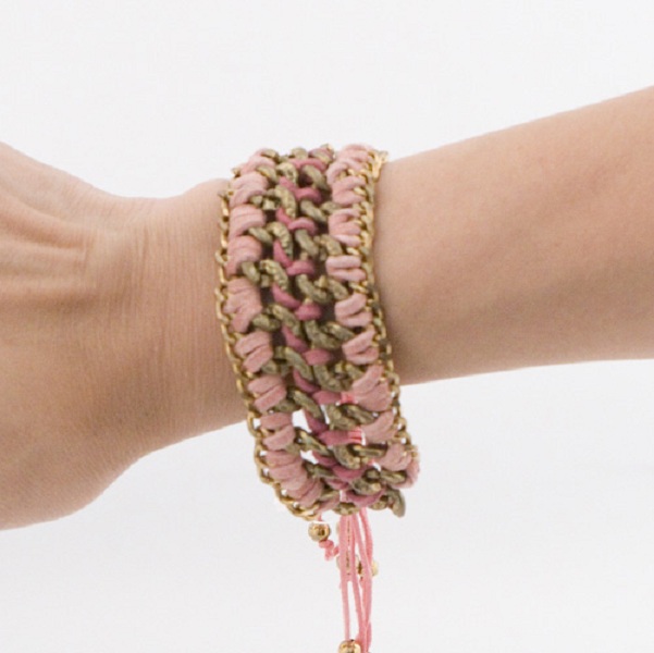 Mokka Suede and Chain Cord Bracelet - More Colors - Click Image to Close