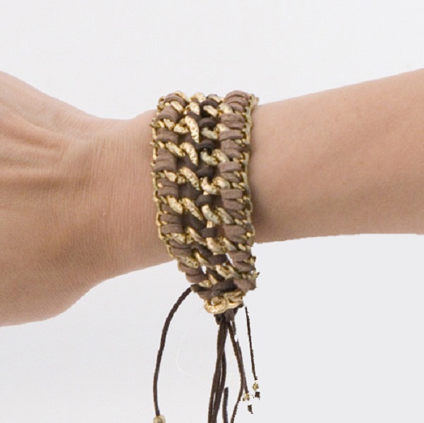 Mokka Suede and Chain Cord Bracelet - More Colors - Click Image to Close