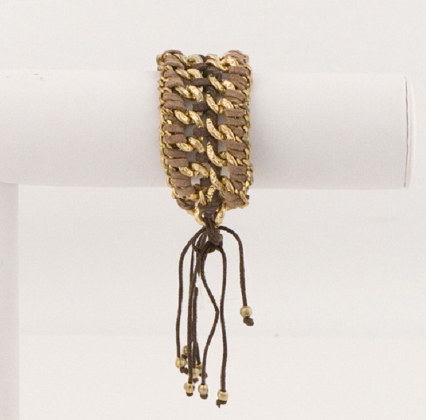 Mokka Suede and Chain Cord Bracelet - More Colors - Click Image to Close