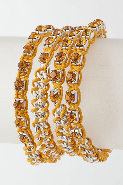Ketja Cord Wrapped Crystal Chain Bracelet - Click Image to Close