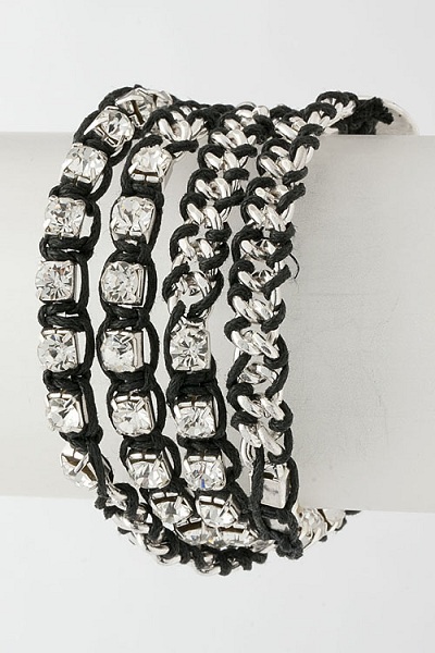 Ketja Cord Wrapped Crystal Chain Bracelet - Click Image to Close