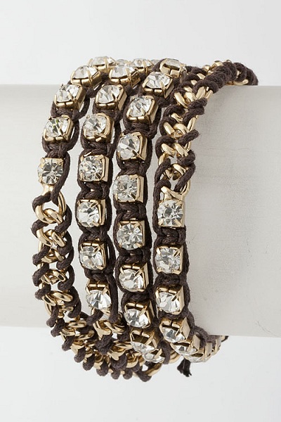 Ketja Cord Wrapped Crystal Chain Bracelet - Click Image to Close