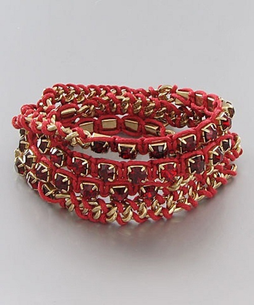 Ketja Cord Wrapped Crystal Chain Bracelet