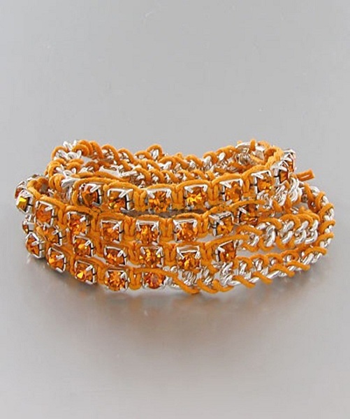 Ketja Cord Wrapped Crystal Chain Bracelet - Click Image to Close