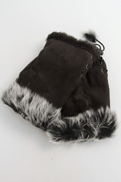 Suede and Fur Lined Fingerless Gloves - More Colors