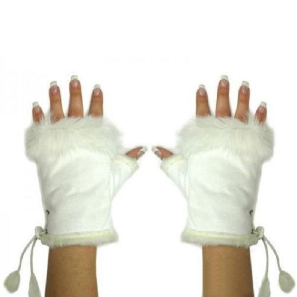 Suede and Fur Lined Fingerless Gloves - More Colors