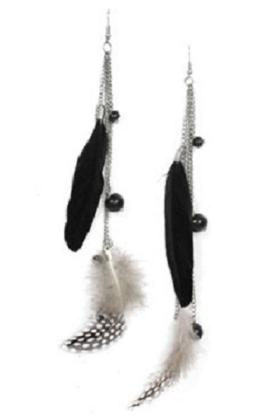 Domino Dots Feather Earrings - More Colors