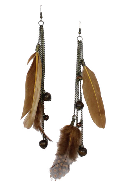 Domino Dots Feather Earrings - More Colors - Click Image to Close