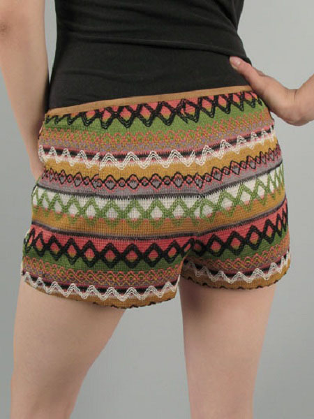 Avery Low Rise Embroidered Knit Shorts - Click Image to Close