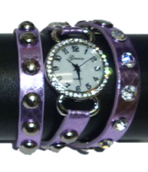 Geneva Wrap Around Watch - Metallic Design - Click Image to Close