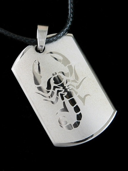 Scorpion Tag Pendant Unisex Necklace - Click Image to Close