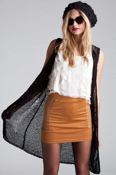 Simone Distressed Cardigan Vest - Black - Click Image to Close