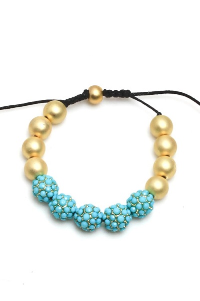 5 Rites Shamballa Bracelet - Gold Wooden Bead