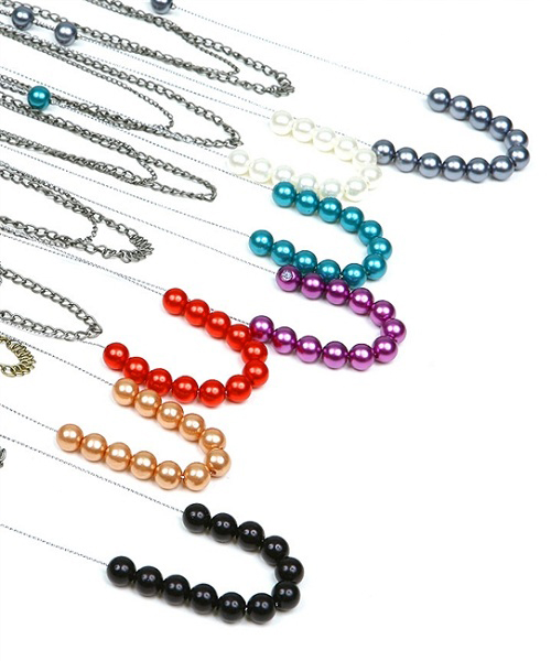 Perla Multi-Strand Pearl Necklace and Earring Set - More Colors - Click Image to Close