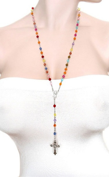 Rosario Lucite Rosary Beads Necklace - More Colors - Click Image to Close