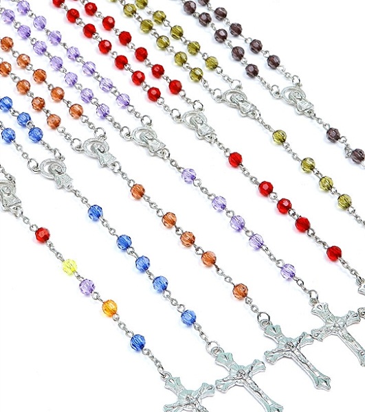 Rosario Lucite Rosary Beads Necklace - More Colors