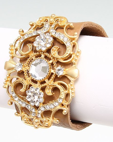 Chantilly Crystal Stones Cuff Bracelet - Click Image to Close