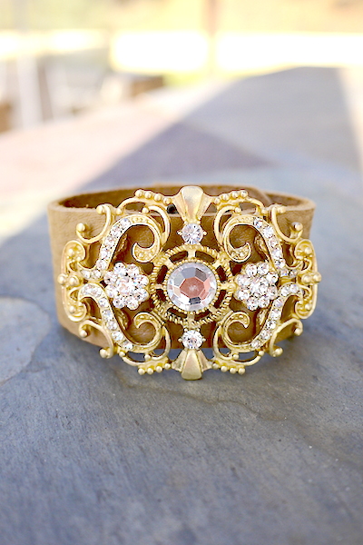 Chantilly Crystal Stones Cuff Bracelet - Click Image to Close