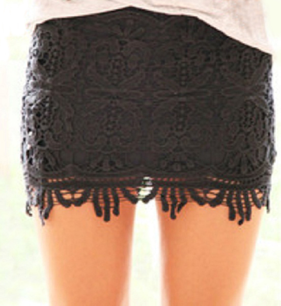 Sydney Lace Mini Skirt - Black - Click Image to Close