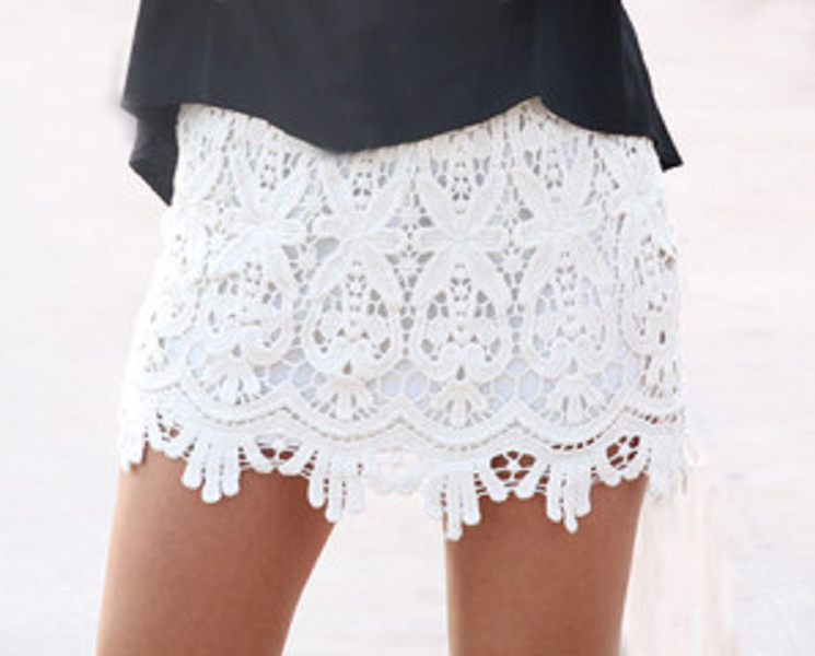 Sydney Lace Mini Skirt - Ivory - Click Image to Close