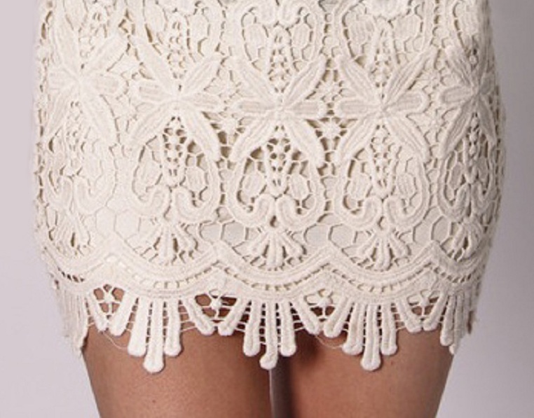 Sydney Lace Mini Skirt - Ivory - Click Image to Close