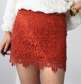 Sydney Lace Mini Skirt - Rust - Click Image to Close