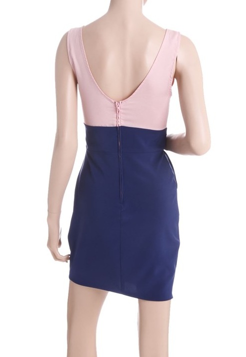 Ashtyn Color Block Cutout Detail Dress - Royal Blue/Pink - Click Image to Close