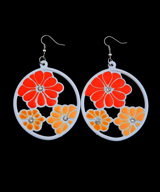 Fiora Flower Disc Earrings - More Colors - Click Image to Close