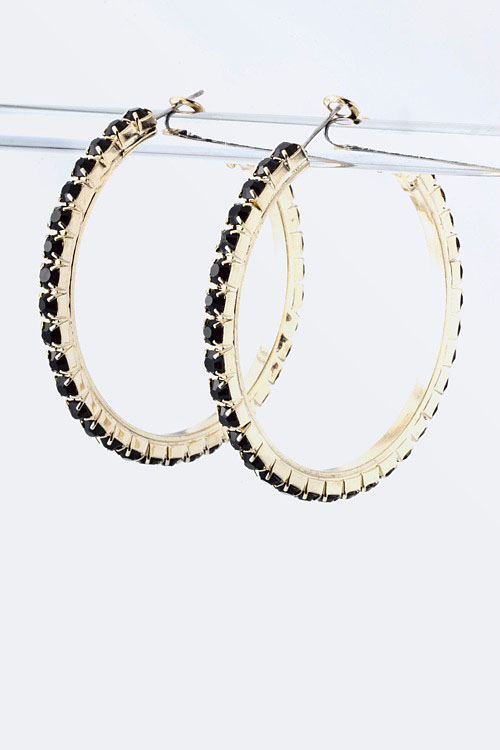 Arco Crystal Hoop Earrings - More Colors - Click Image to Close