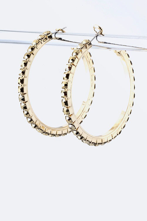 Arco Crystal Hoop Earrings - More Colors - Click Image to Close