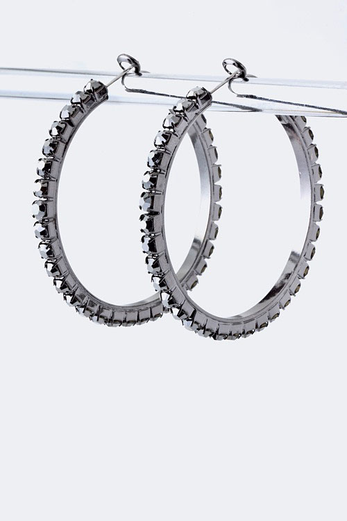 Arco Crystal Hoop Earrings - More Colors - Click Image to Close